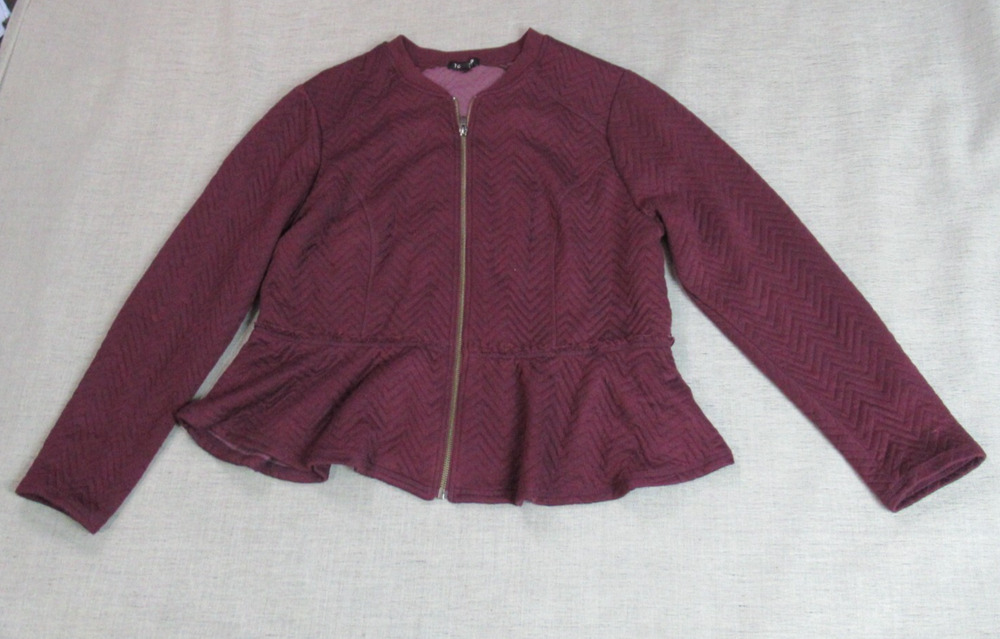 Torrid Jacket Womens Size 2X Eggplant Bronze Quilted Knit Peplum Zip Up Modern